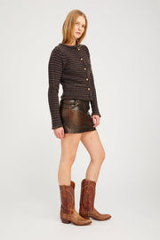 Burnt Umber Leather Mini Trouser Skirt