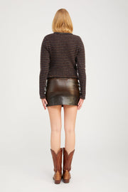 Burnt Umber Leather Mini Trouser Skirt