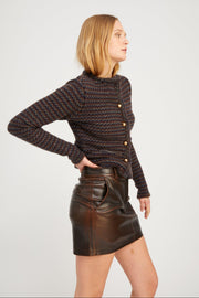 Burnt Umber Leather Mini Trouser Skirt
