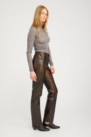 Burnt Umber Leather 5 Pocket Slim Straight