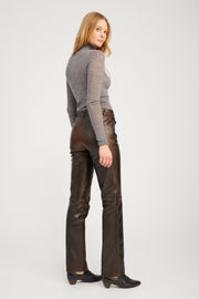 Burnt Umber Leather 5 Pocket Slim Straight