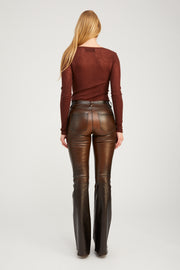 Burnt Umber Leather 5 Pocket Micro Flare