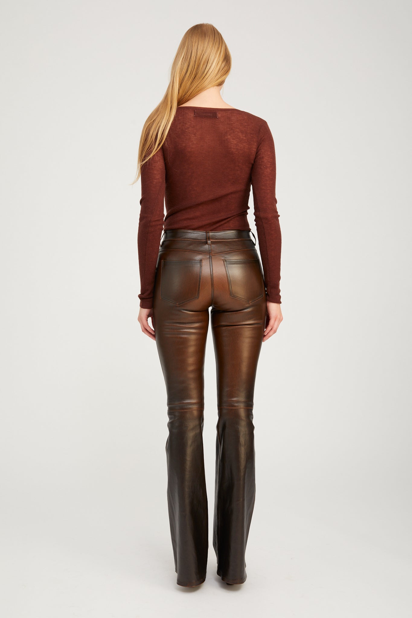 Burnt Umber Leather 5 Pocket Micro Flare