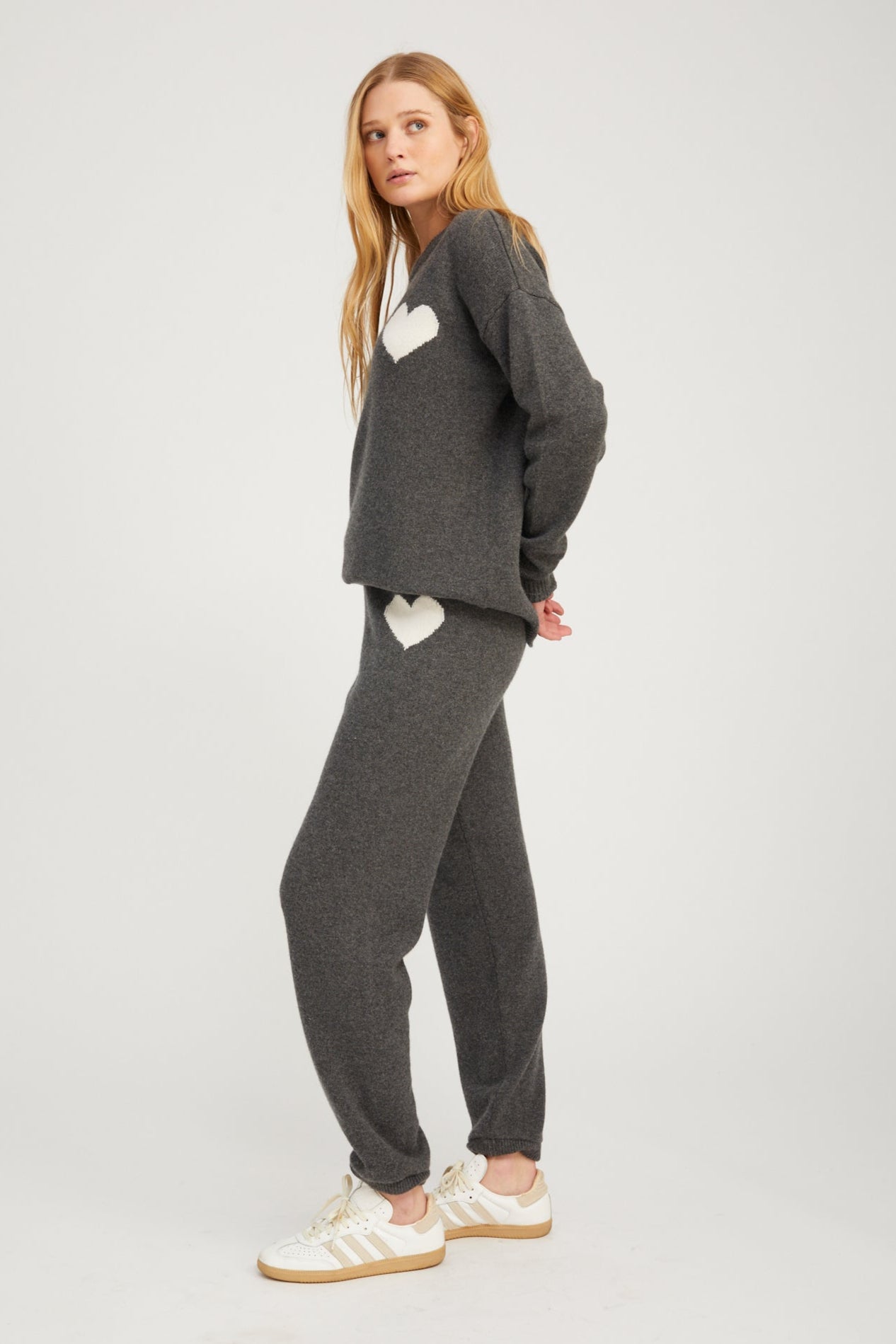 Grey Cashmere Heart Logo Sweatpants