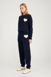 Navy Cashmere Heart Logo Sweatpants