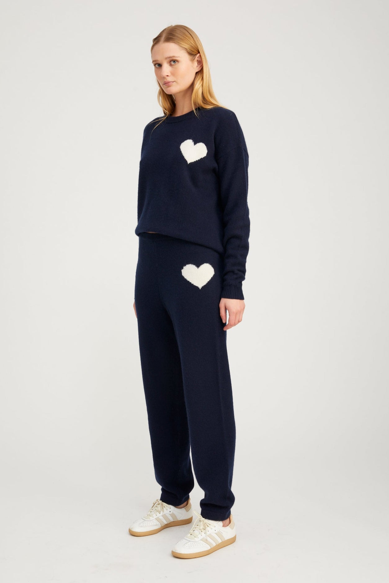 Navy Cashmere Heart Logo Sweatpants