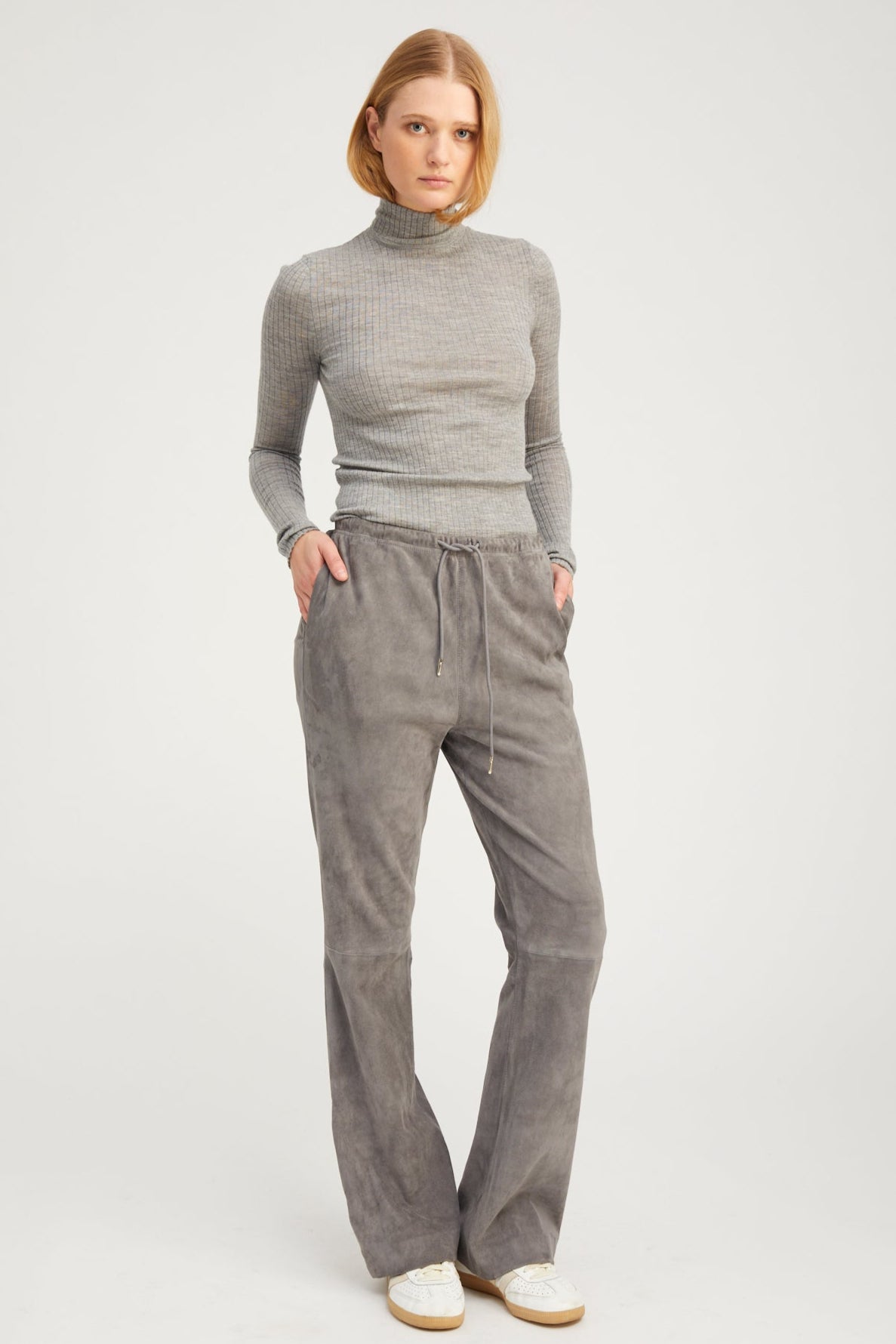 Grey Cashmere Mock Neck