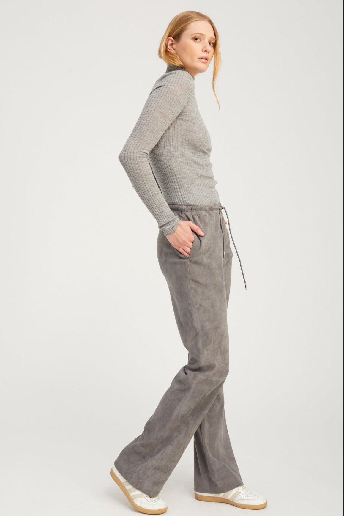 Grey Cashmere Mock Neck