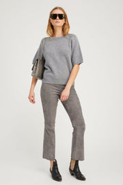 Grey Cashmere Short Sleeve Raglan Sweater