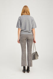 Grey Cashmere Short Sleeve Raglan Sweater