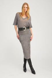 Grey Suede Tube Skirt