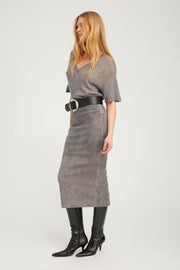 Grey Suede Tube Skirt