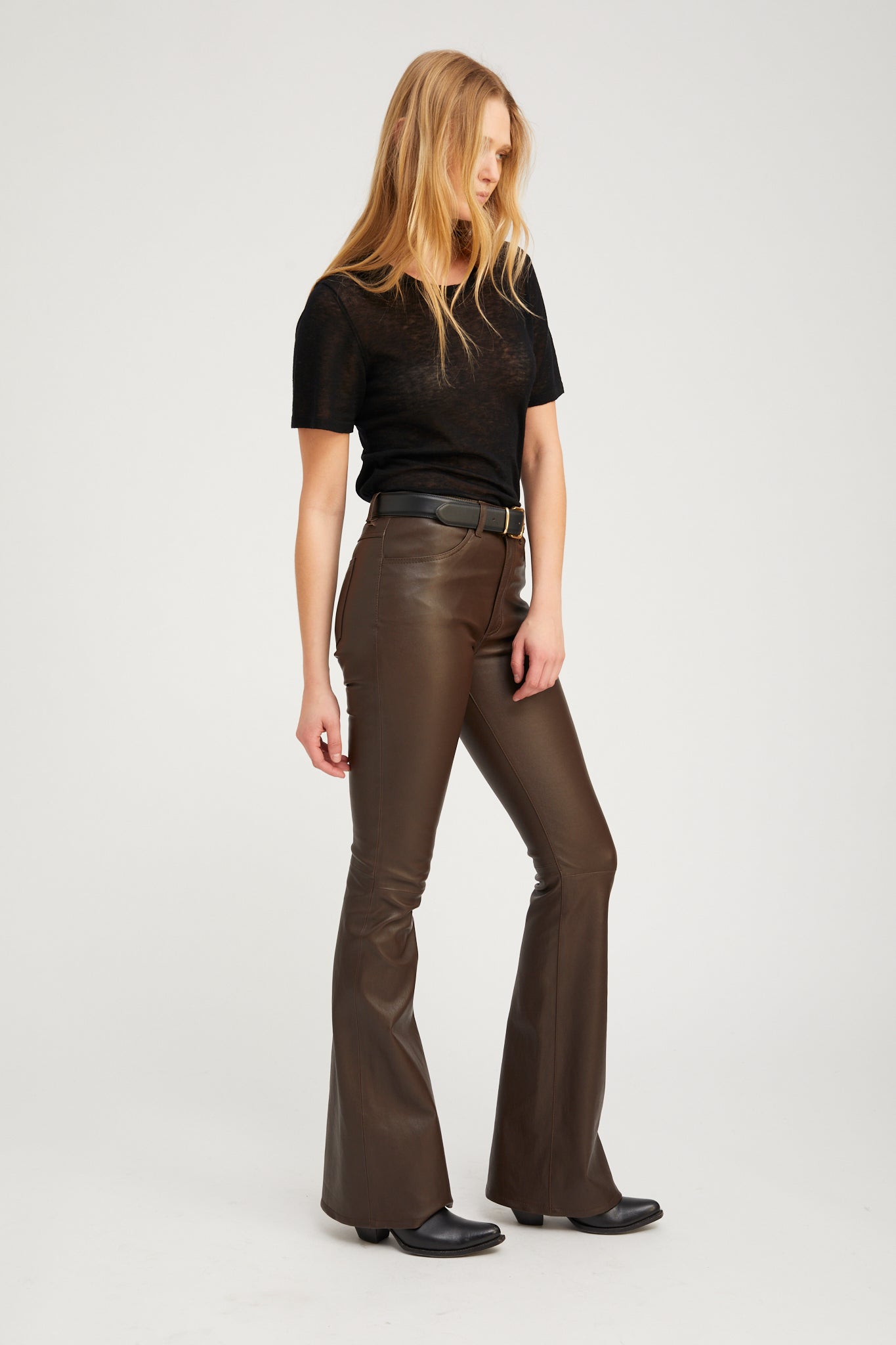 5 Pocket Leather Micro Flare