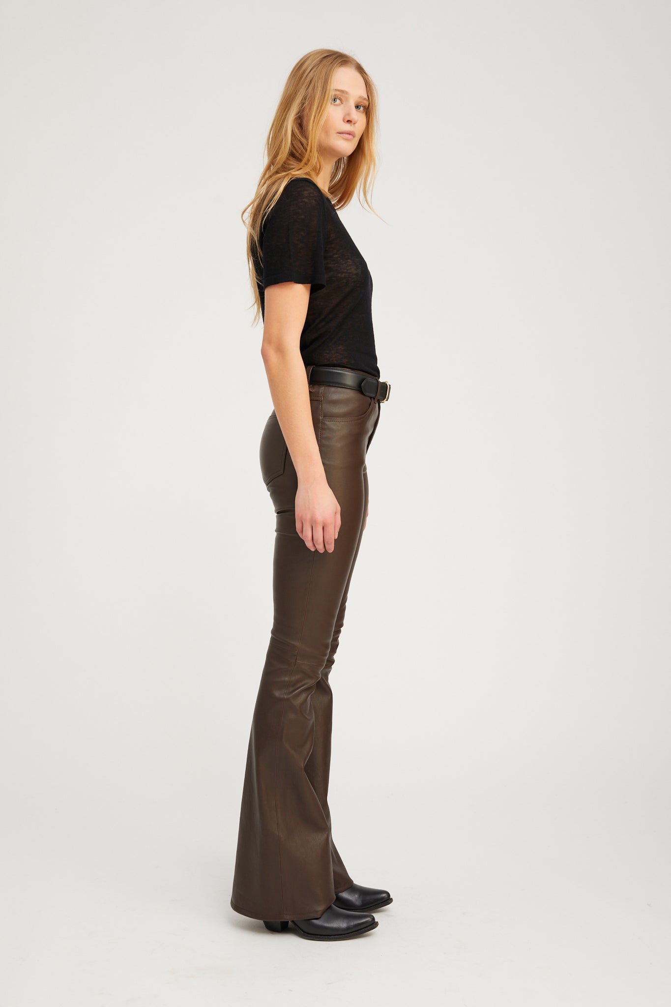 5 Pocket Leather Micro Flare