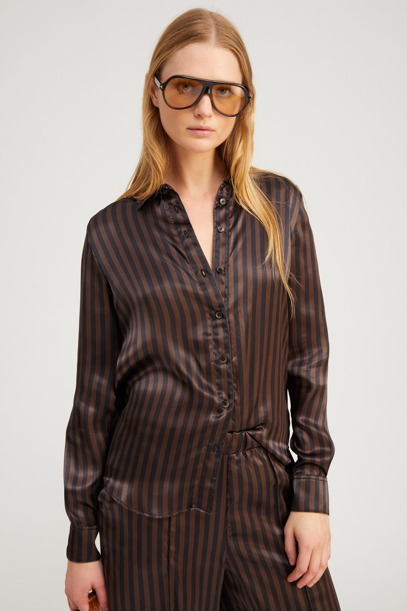 Americano Stripe Silk Fonda Button Down