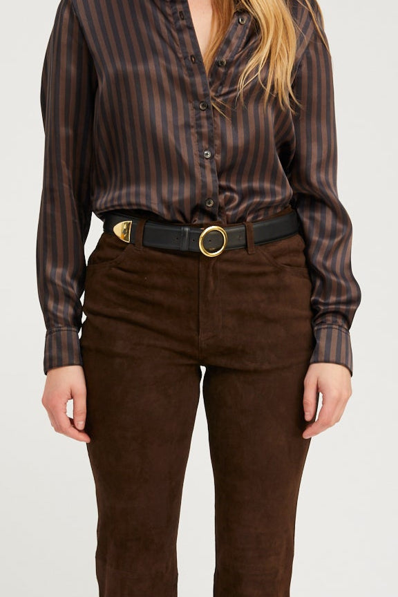 Black Leather Jackie Belt