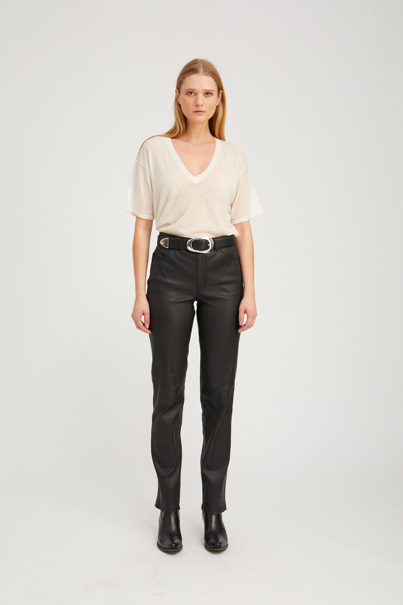 Ivory Tissue Cashmere V-Neck Tee