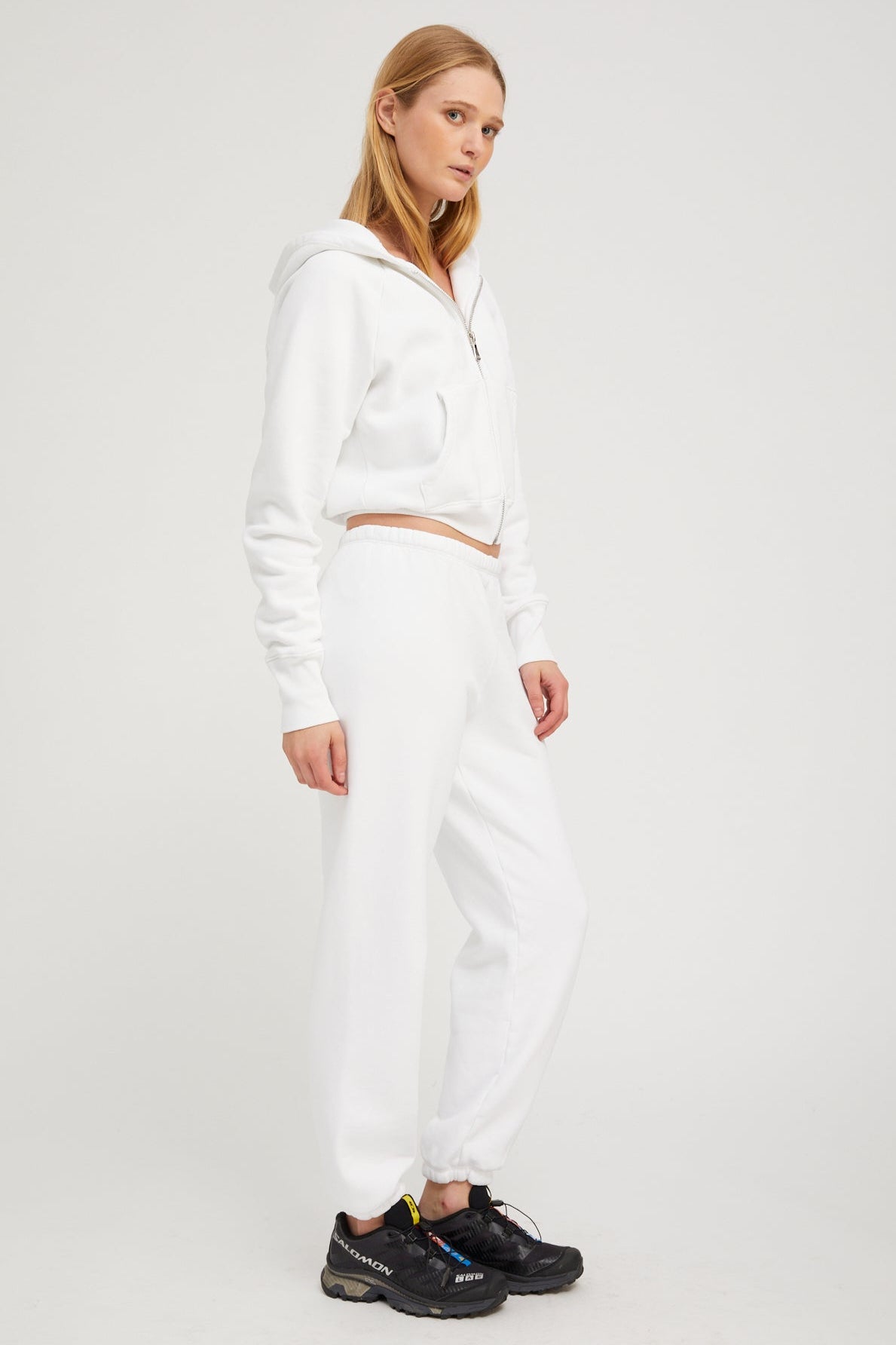 White Cotton Mini Logo Sweatpants