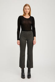Pinstripe Ankle Flare with Pintucks