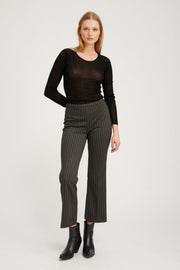 Pinstripe Ankle Flare with Pintucks