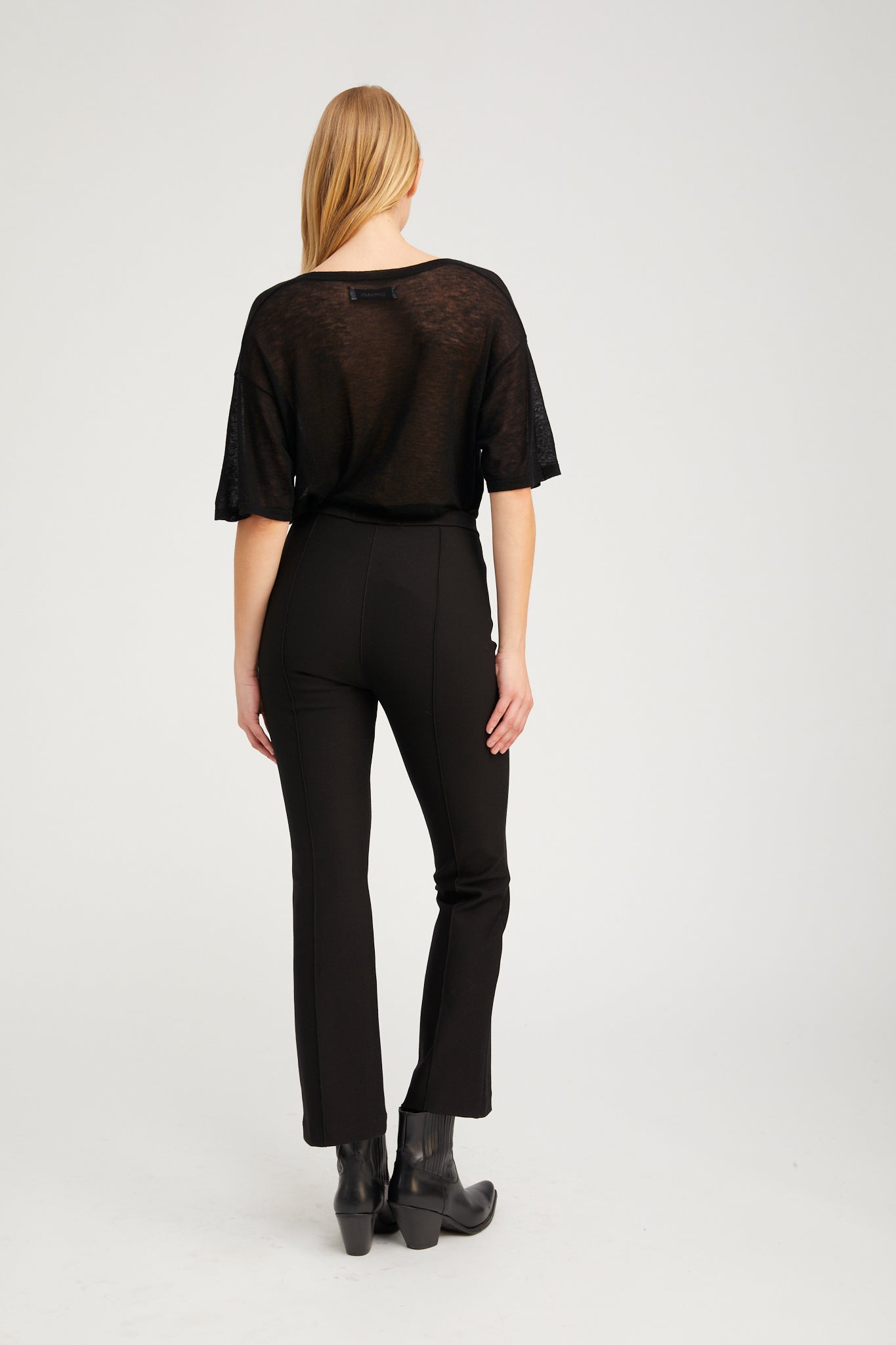 Black Casanova Ankle Flare Pintuck Pants