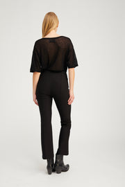 Black Casanova Ankle Flare Pintuck Pants