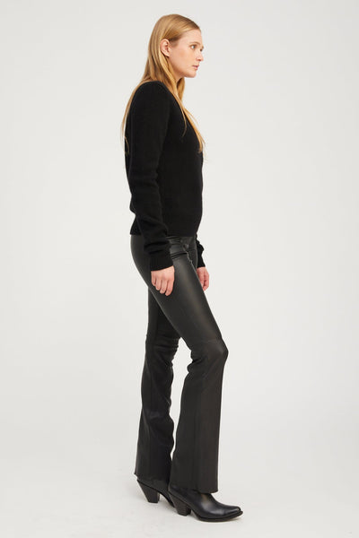 Black Leather Micro Flare