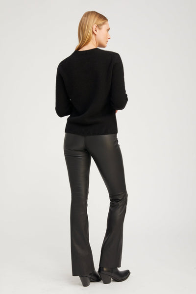 Black Leather Micro Flare