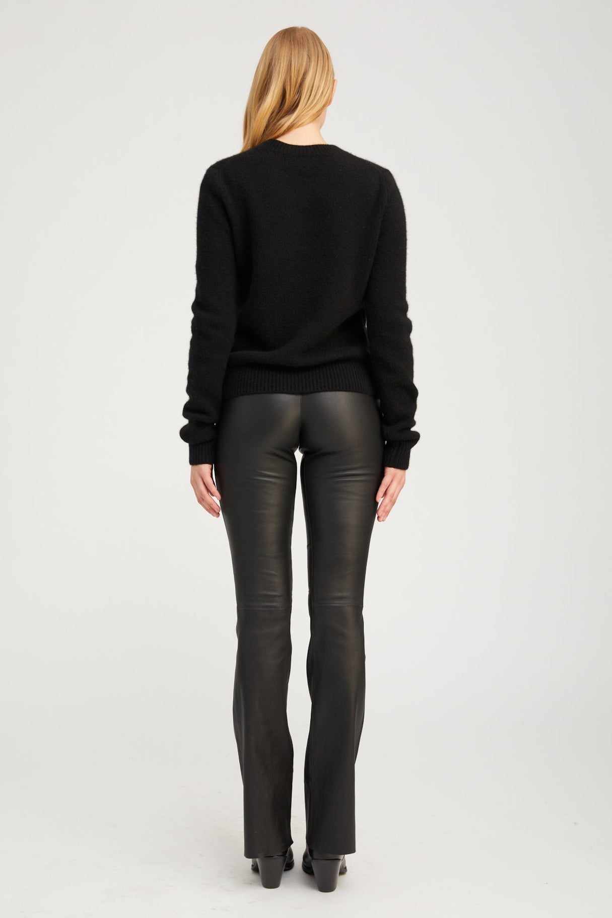 Black Leather Micro Flare