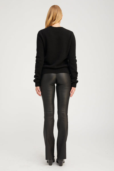 Black Leather Micro Flare