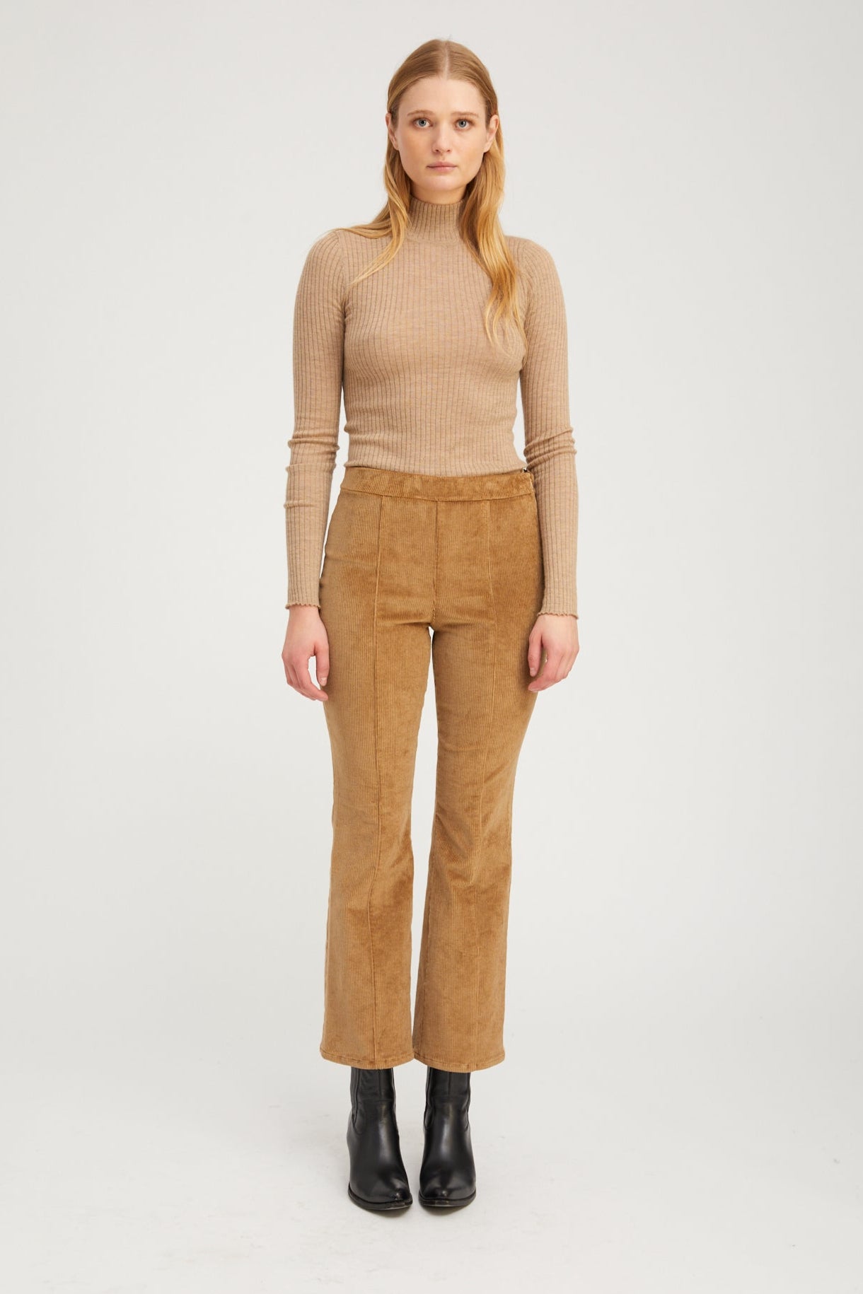 Sepia Corduroy Ankle Flare with Princess Seams