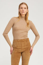 Camel Cashmere Mock Neck