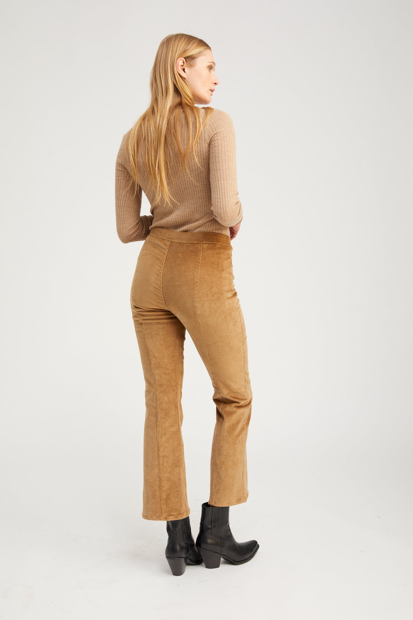 Sepia Corduroy Ankle Flare with Princess Seams