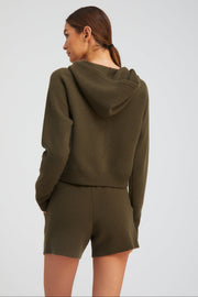 Cashmere Shrunken Zip Up Hoodie