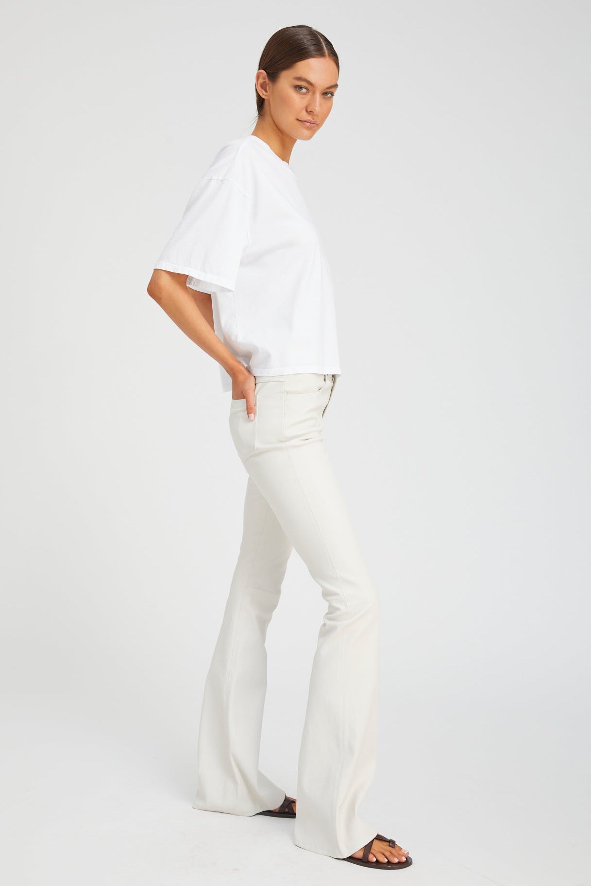 Leather 5 Pocket Micro Flare