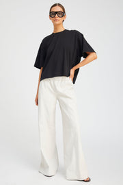 Shell Stretch Leather Wide Leg Trousers