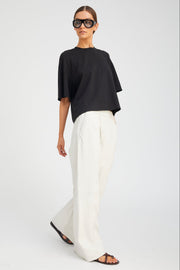 Shell Stretch Leather Wide Leg Trousers
