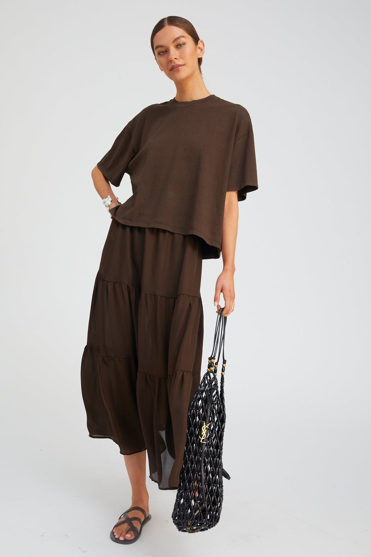Silk Tiered Maxi Skirt