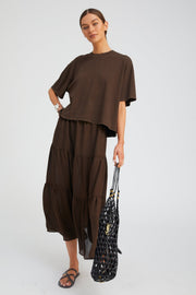 Silk Tiered Maxi Skirt