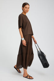 Silk Tiered Maxi Skirt