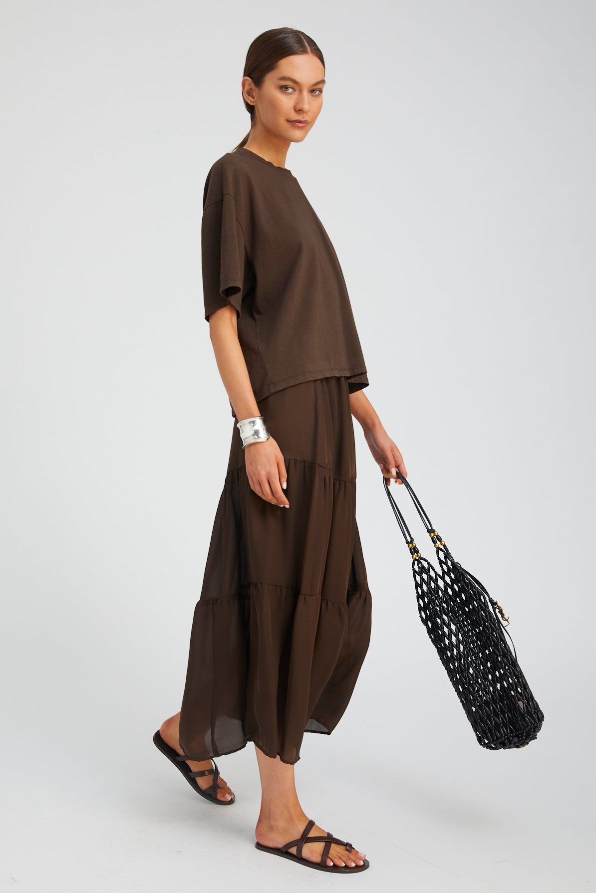 Silk Tiered Maxi Skirt