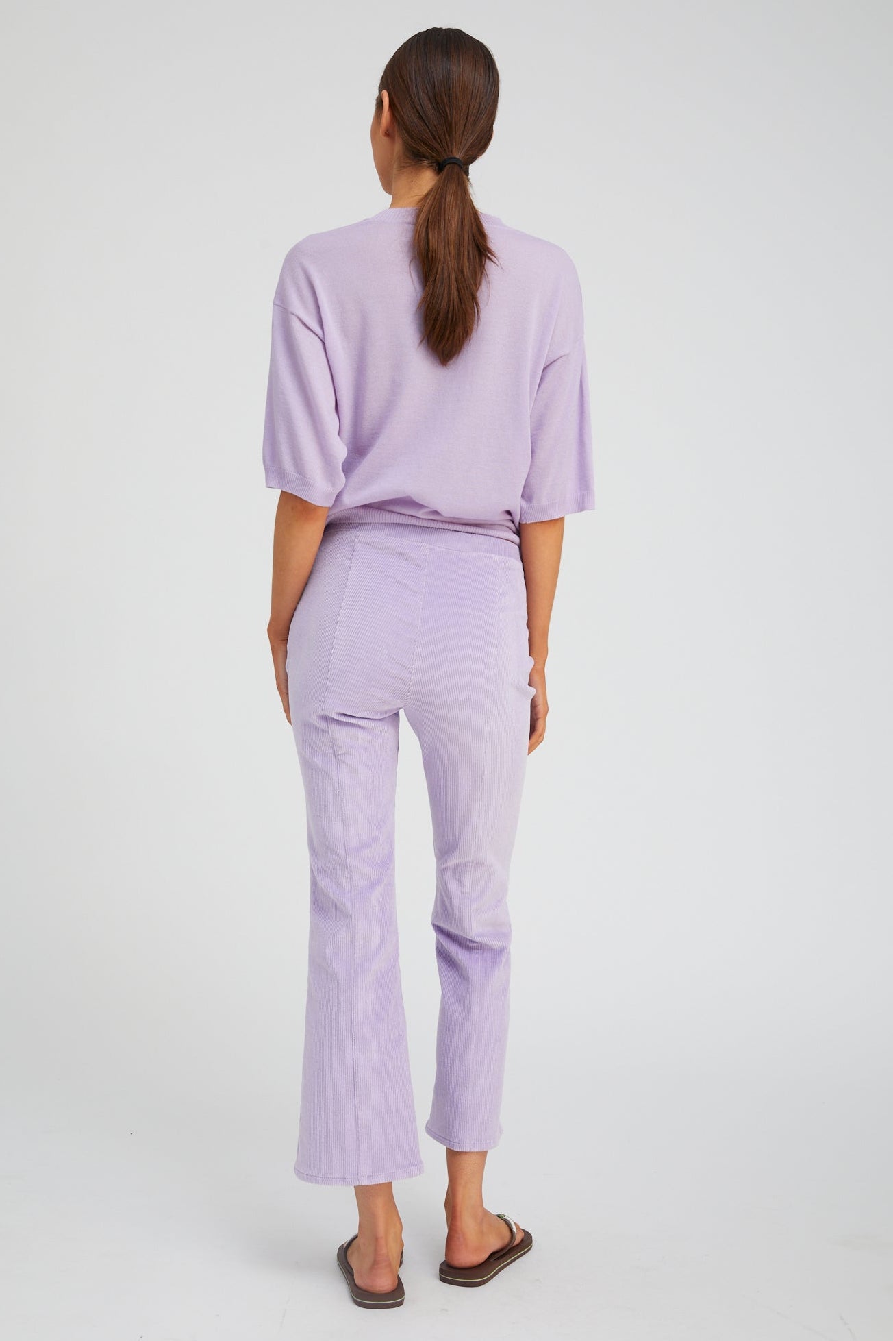 Ankle Flare Corduroy Pants with Princess Seams
