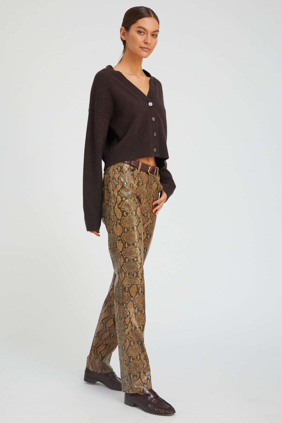 All Tan Python Tan Python Leather 5 Pocket Slim Straight