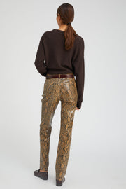 Tan Python Leather 5 Pocket Slim Straight