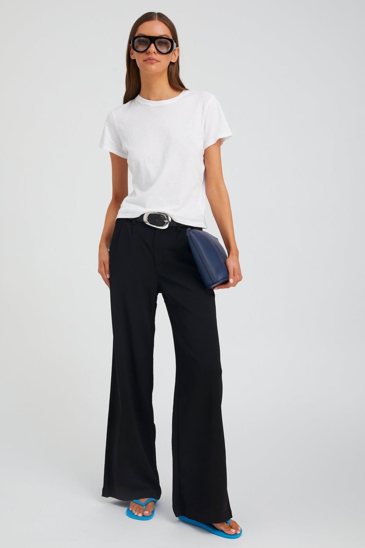 Black Crepe Pleated Trousers