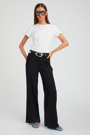 Black Crepe Pleated Trousers