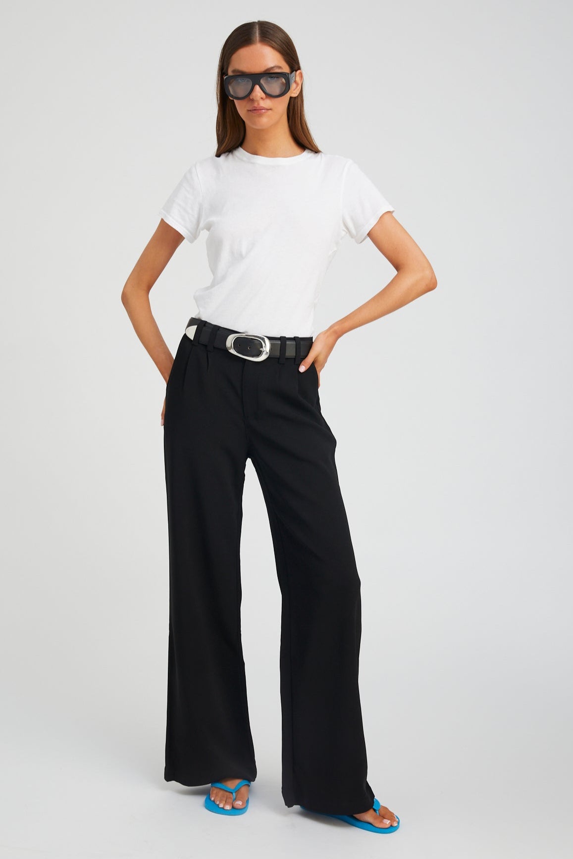 Black Crepe Pleated Trousers