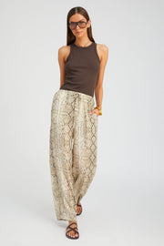 Beige Snakeskin Silk Kauai Pants