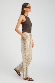 Beige Snakeskin Silk Kauai Pants