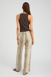 Beige Snakeskin Silk Kauai Pants